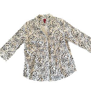 212 Collection Animal Print Button Down Blouse Stretch XL